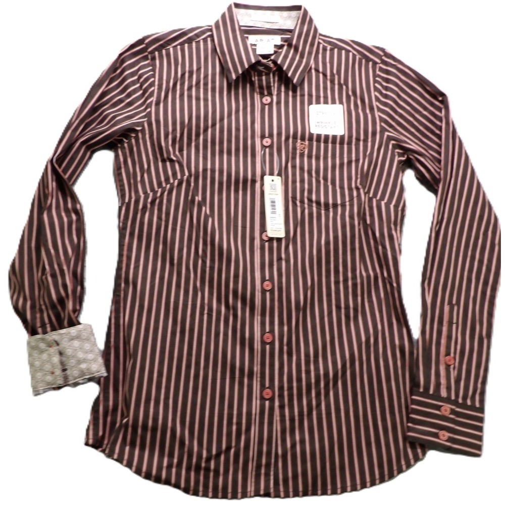 NWT Ariat Kirby Stretch Fitted Shirt Women XS Mahogany Stripe Western Button